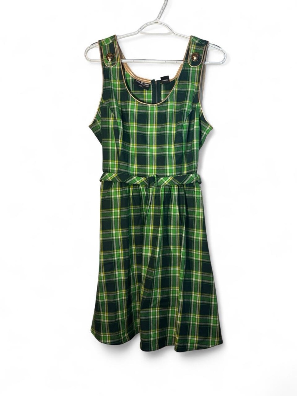 Loungefly Marvel Green Plaid Sleeveless Midi Dress